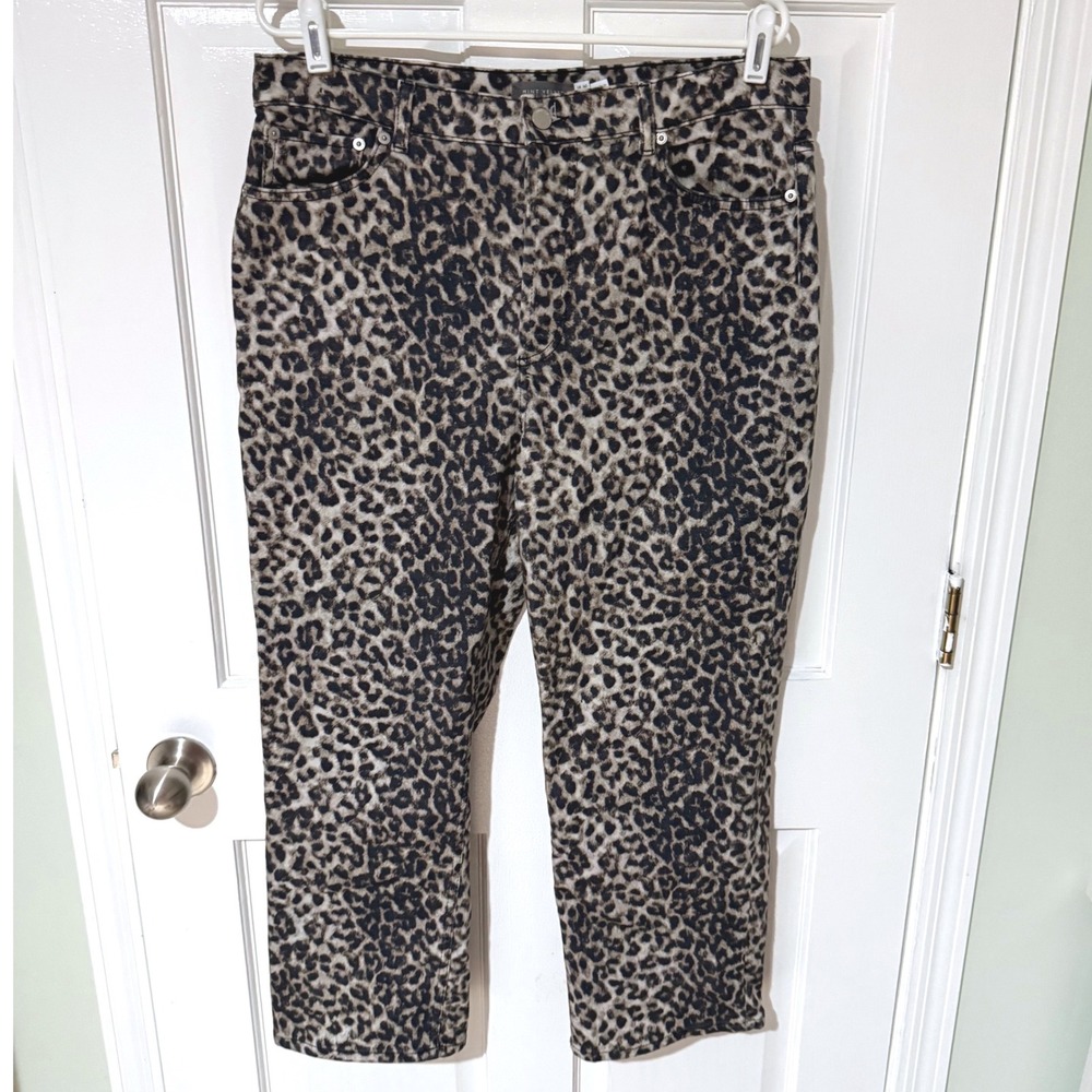 Mint Velvet Leopard Print Cropped Straight Leg Jeans Womens US 12S UK 16S